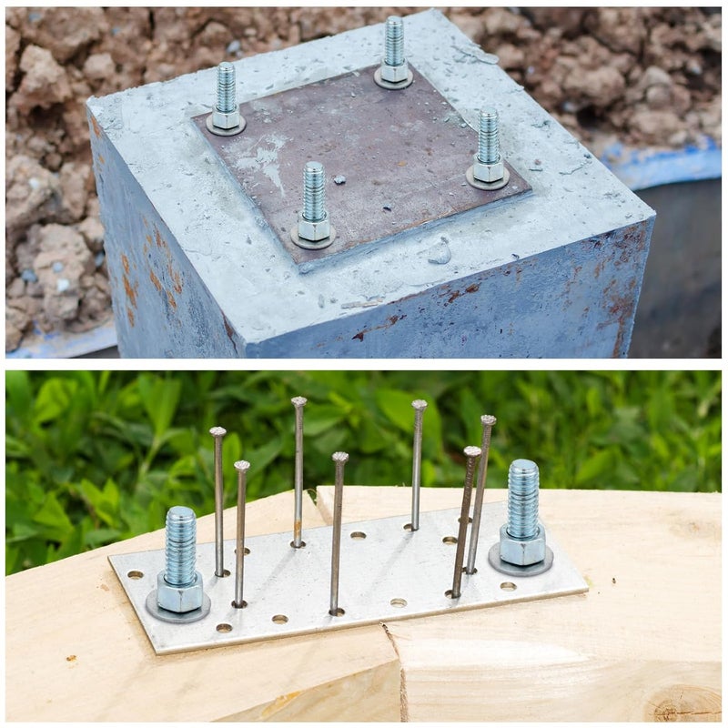 Yaocom 10 Pcs J Bolt Galvanized Anchor Bolts Galvanized Concrete Fastener Concrete Cement Post Anchor with Nuts and Washers for Foundation Wall Hardware Brick Projects, Gray(1/2-13 x 8) - Image 5